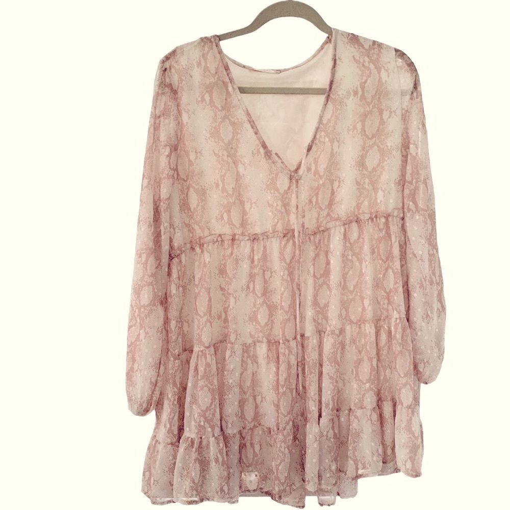 NEW! Altar’d State baby pink snake print A line dress